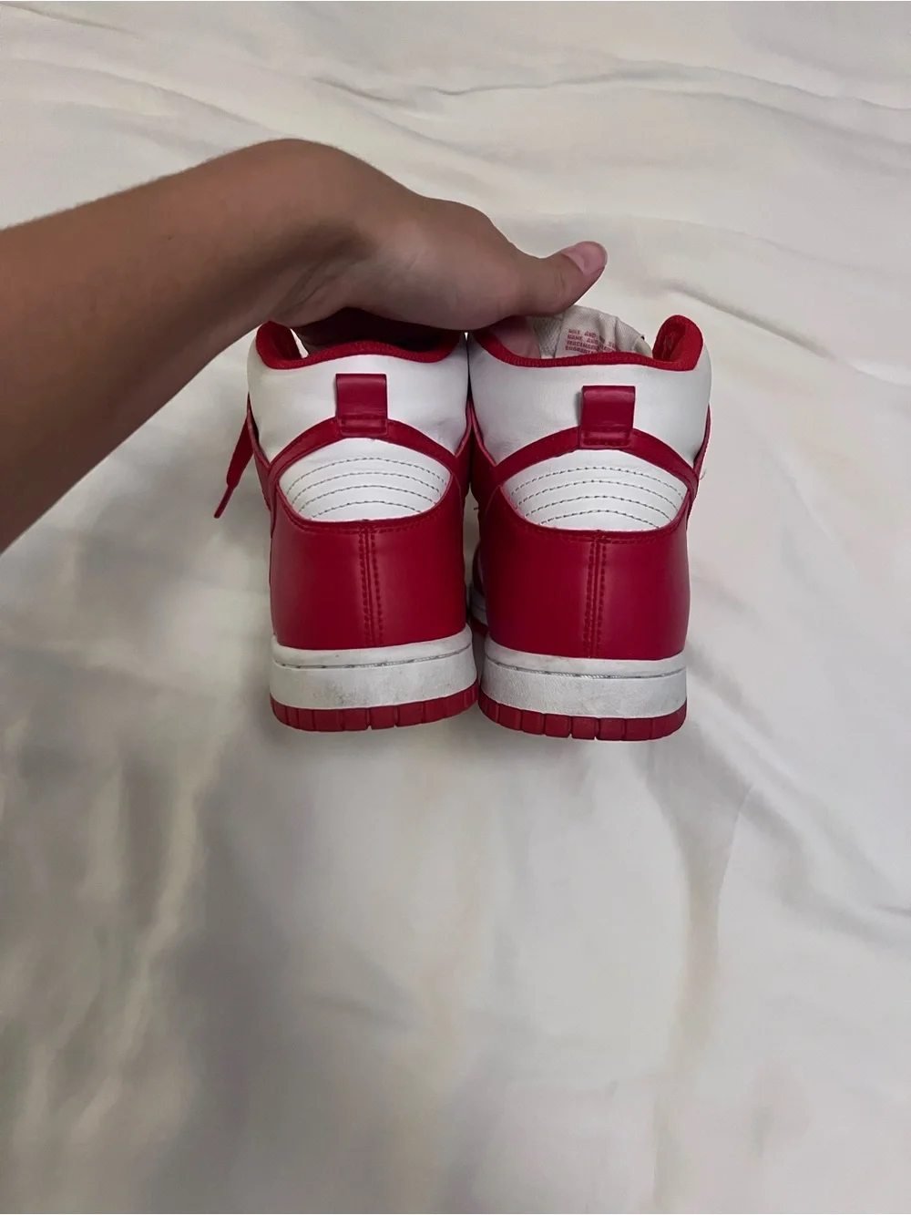 Nike White and Red High-Top Sneakers